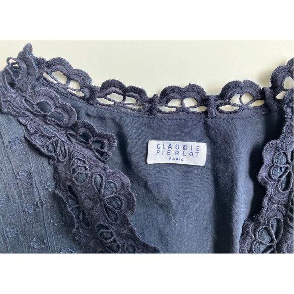 Claudie Pierlot Embroidered Mini Dress Blue Size 40/ US 8 - Picture 8 of 10